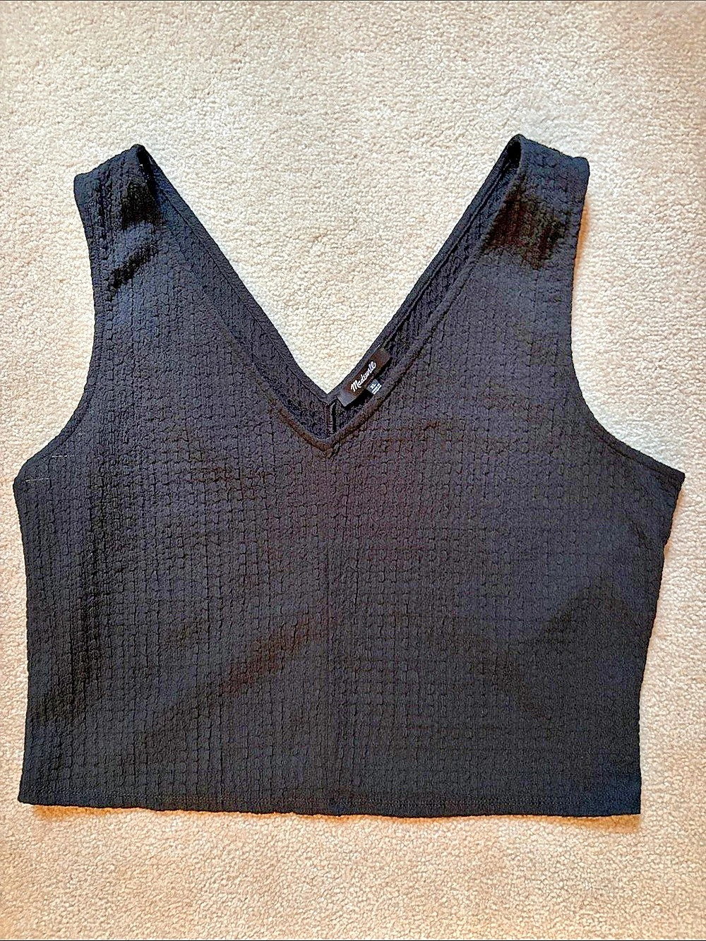 Madewell Black Ribbed Crop Tank Top